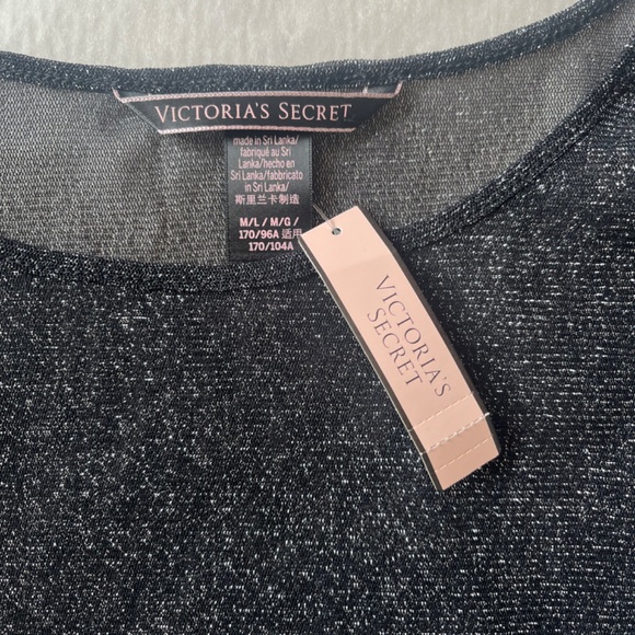 Victoria's Secret Mesh Shimmer‎ Longsleeve Glitter Sexy Sheer Tee Top M/L - Picture 4 of 7